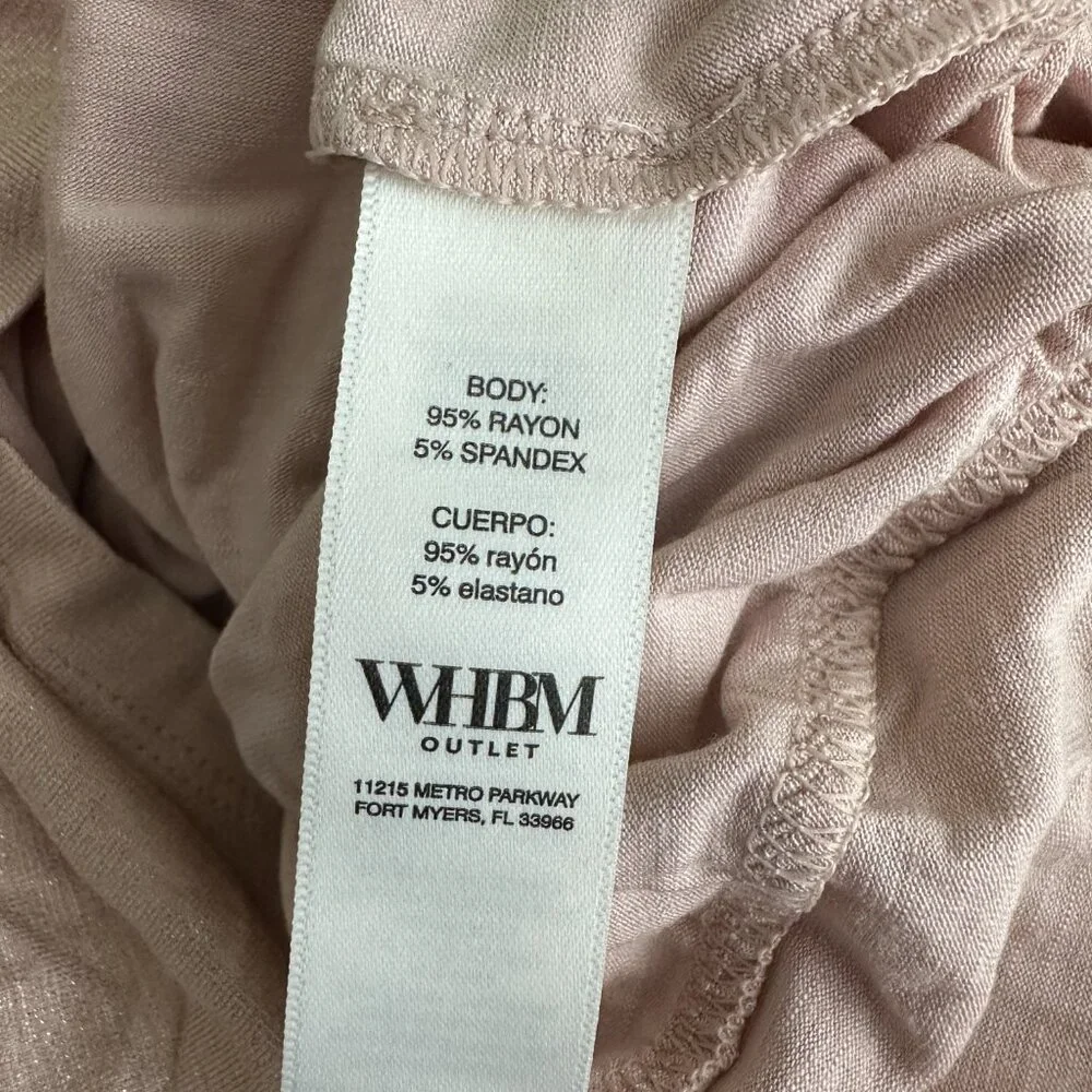 NWT White House Black Market Long Sleeve V Neck Banded Top Sepia Rose M